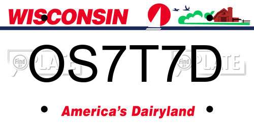 OS7T7D Wisconsin License Plate