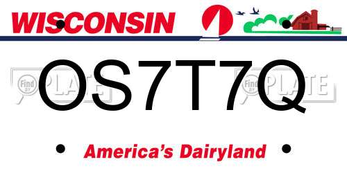 OS7T7Q Wisconsin License Plate