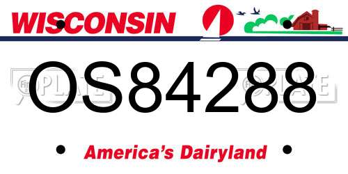 OS84288 Wisconsin License Plate