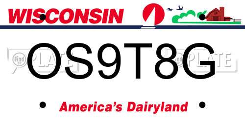 OS9T8G Wisconsin License Plate