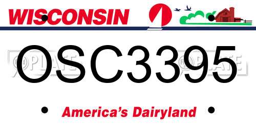 OSC3395 Wisconsin License Plate