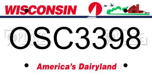 OSC3398 Wisconsin License Plate