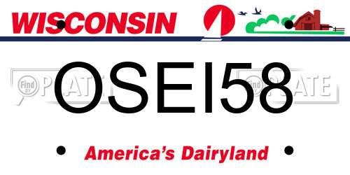 OSEI58 Wisconsin License Plate