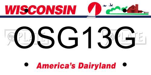OSG13G Wisconsin License Plate