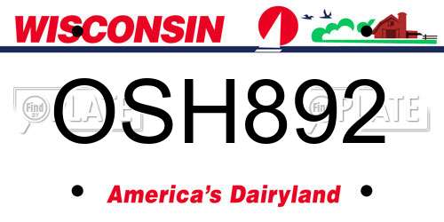 OSH892 Wisconsin License Plate