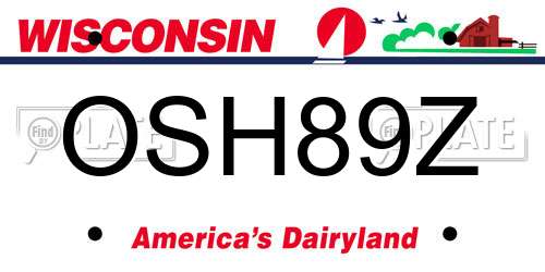 OSH89Z Wisconsin License Plate