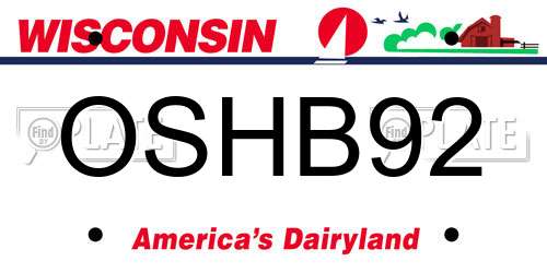 OSHB92 Wisconsin License Plate