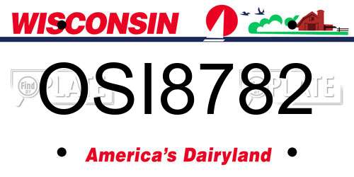 OSI8782 Wisconsin License Plate