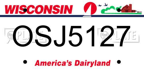 OSJ5127 Wisconsin License Plate