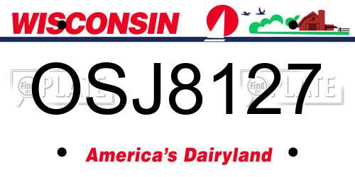 OSJ8127 Wisconsin License Plate