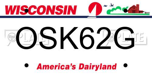 OSK62G Wisconsin License Plate