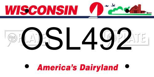 OSL492 Wisconsin License Plate