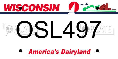 OSL497 Wisconsin License Plate