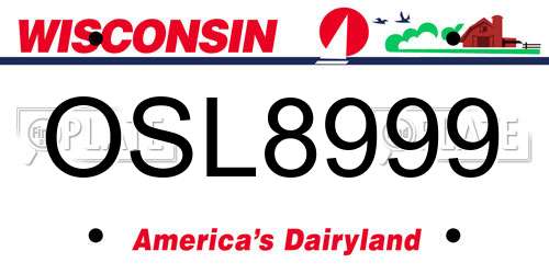 OSL8999 Wisconsin License Plate
