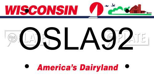 OSLA92 Wisconsin License Plate