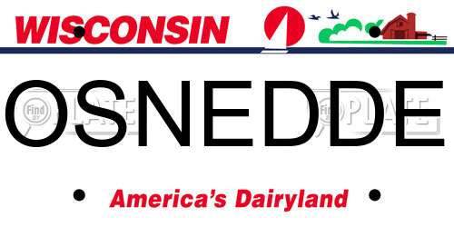OSNEDDE Wisconsin License Plate
