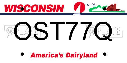 OST77Q Wisconsin License Plate