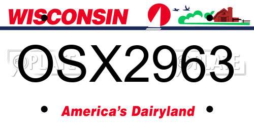 OSX2963 Wisconsin License Plate