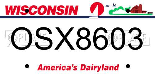 OSX8603 Wisconsin License Plate