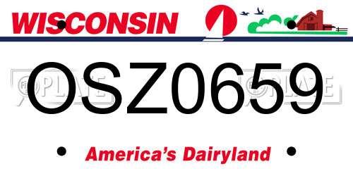 OSZ0659 Wisconsin License Plate