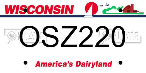 OSZ220 Wisconsin License Plate