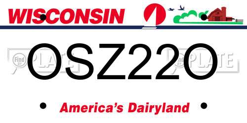 OSZ22O Wisconsin License Plate