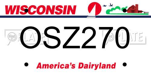 OSZ270 Wisconsin License Plate