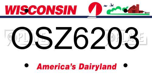 OSZ6203 Wisconsin License Plate