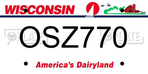 OSZ770 Wisconsin License Plate