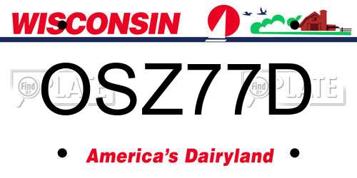 OSZ77D Wisconsin License Plate