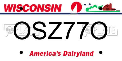 OSZ77O Wisconsin License Plate
