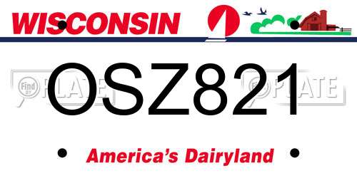 OSZ821 Wisconsin License Plate