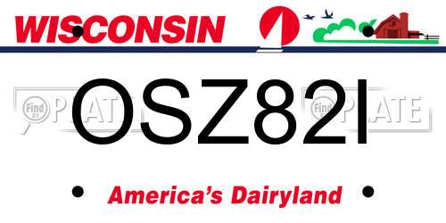 OSZ82I Wisconsin License Plate