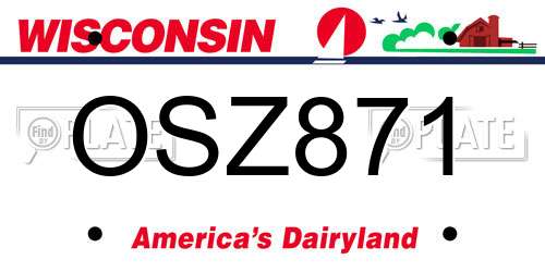 OSZ871 Wisconsin License Plate