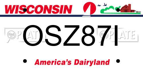 OSZ87I Wisconsin License Plate
