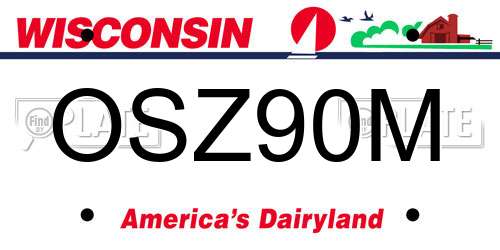OSZ90M Wisconsin License Plate