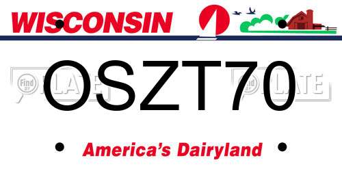 OSZT70 Wisconsin License Plate