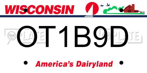 OT1B9D Wisconsin License Plate