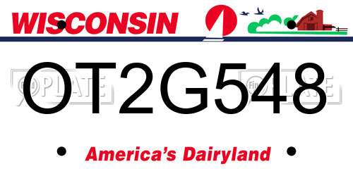 OT2G548 Wisconsin License Plate