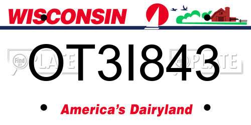 OT3I843 Wisconsin License Plate