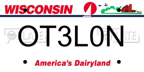 OT3L0N Wisconsin License Plate