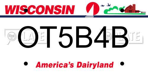 OT5B4B Wisconsin License Plate