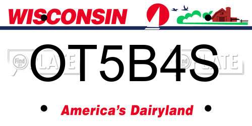 OT5B4S Wisconsin License Plate