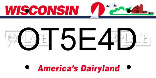 OT5E4D Wisconsin License Plate