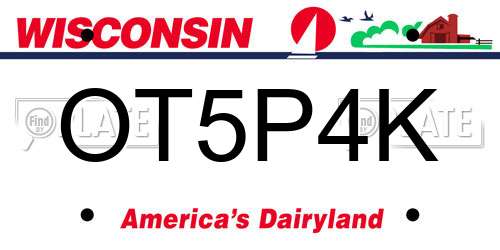 OT5P4K Wisconsin License Plate