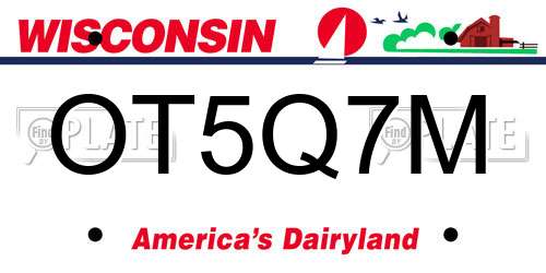 OT5Q7M Wisconsin License Plate