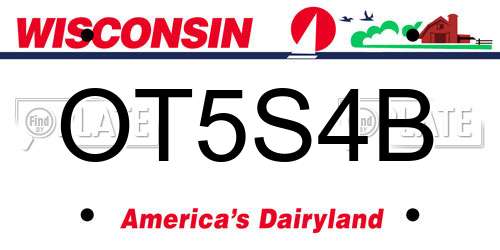OT5S4B Wisconsin License Plate