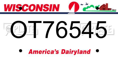 OT76545 Wisconsin License Plate