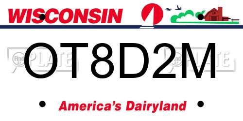 OT8D2M Wisconsin License Plate