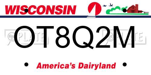 OT8Q2M Wisconsin License Plate